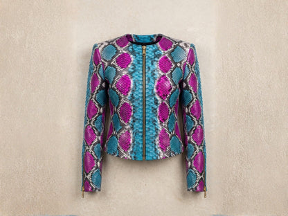 Turquoise Magenta Python Snakeskin Jacket