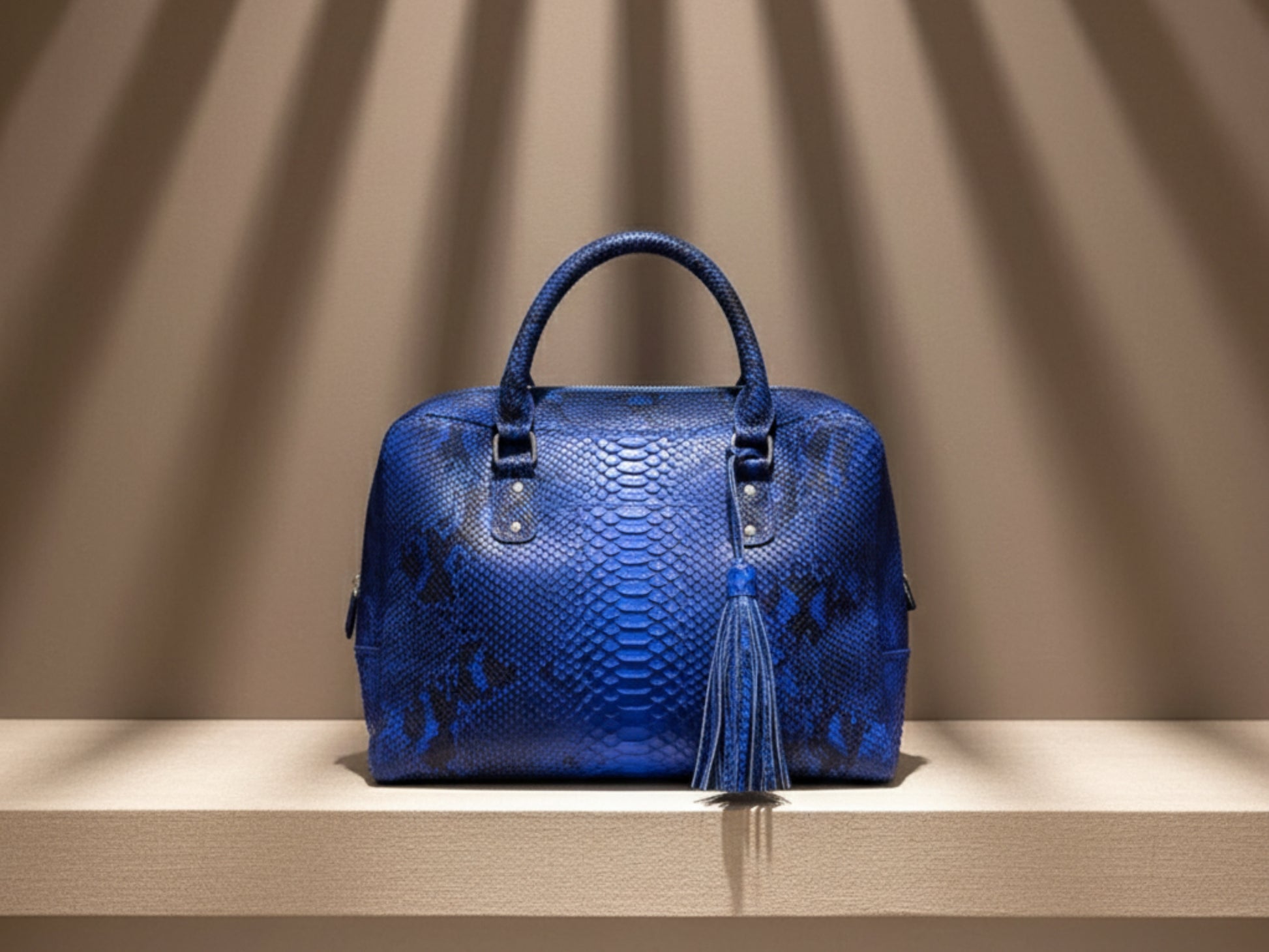 Python Leather Handbag: Designer Top Handle Bag for Women