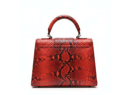 Genuine Python Leather Top Handle Bag: Elegant Handmade Designer Purse