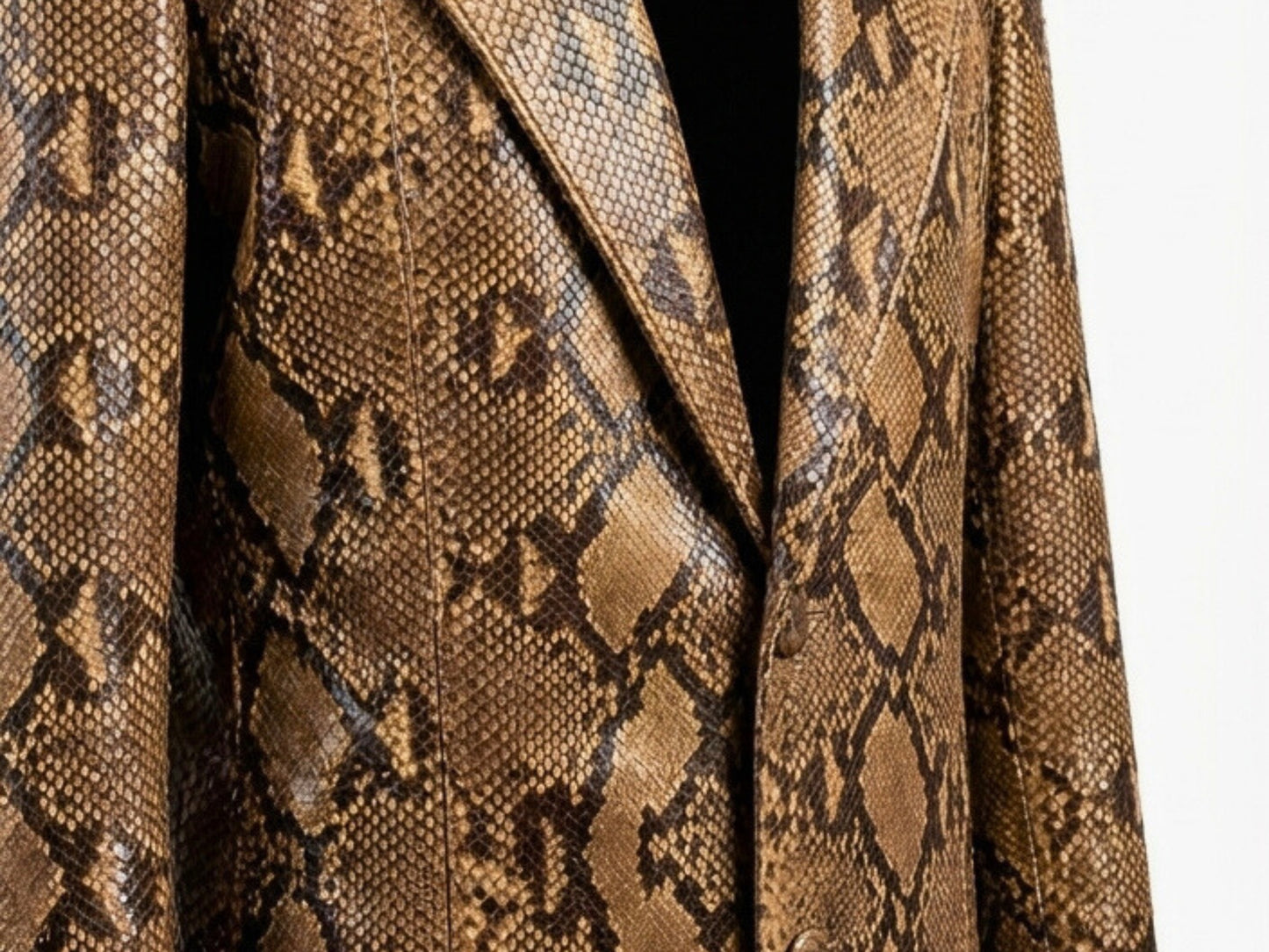 Genuine Python Snakeskin Suit Set | Brown Leather Blazer & Pants