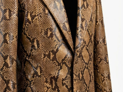 Genuine Python Snakeskin Suit Set | Brown Leather Blazer & Pants