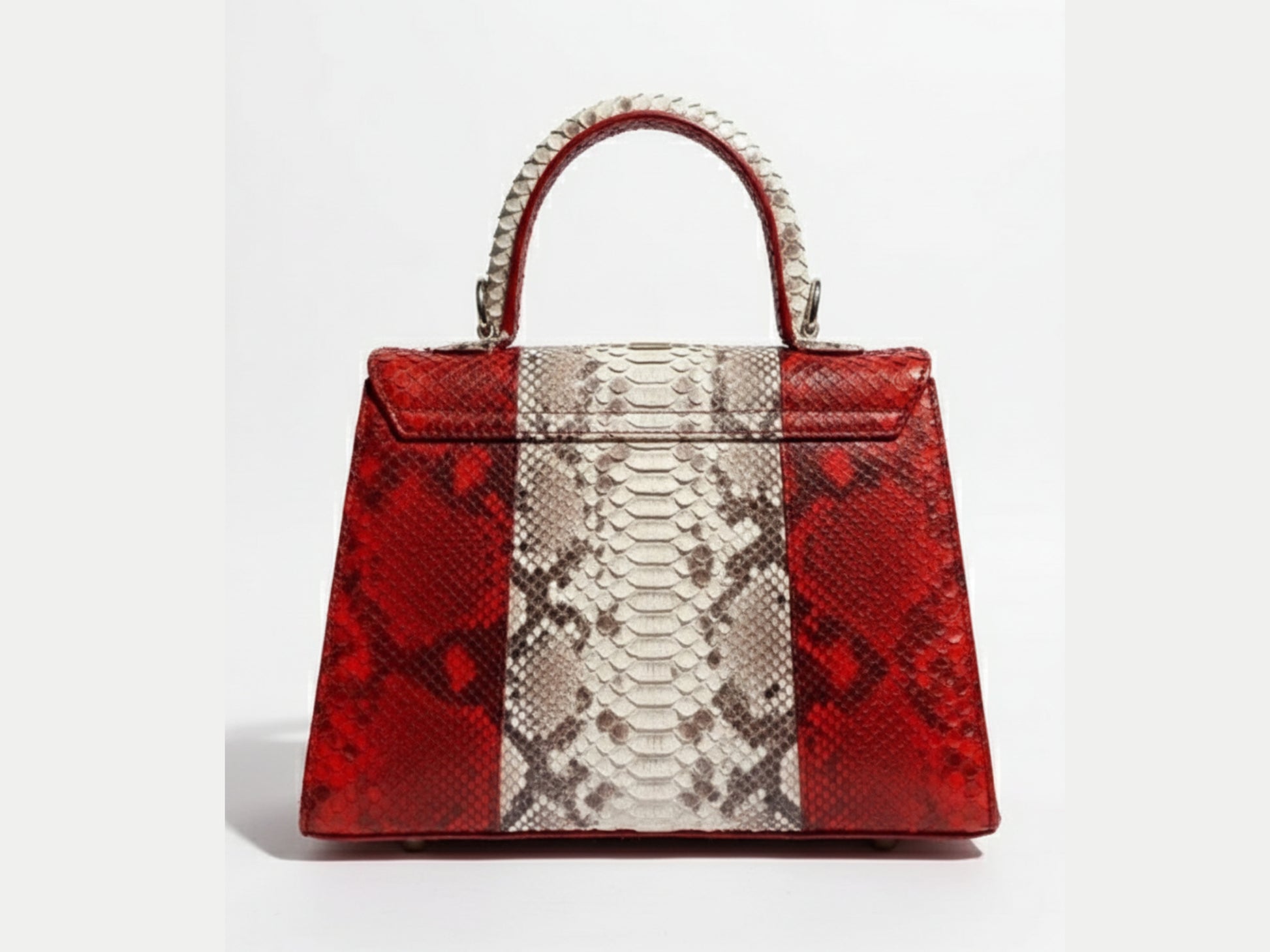 Genuine Python Leather Handbag: Elegant Structured Top Handle Purse for Women 