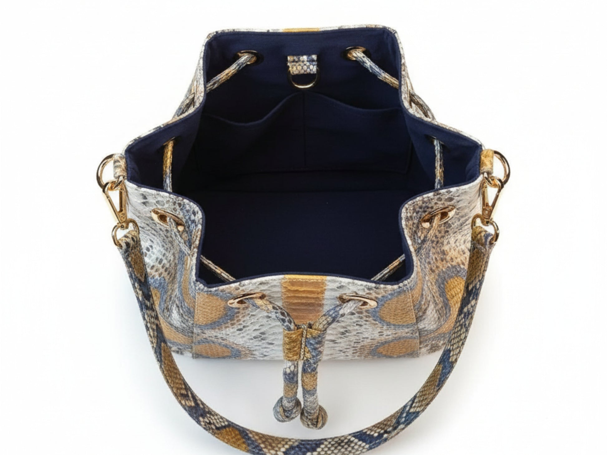 Genuine Python Snakeskin Bucket Bag: Handcrafted Exotic Leather Shoulder Purse for Women
