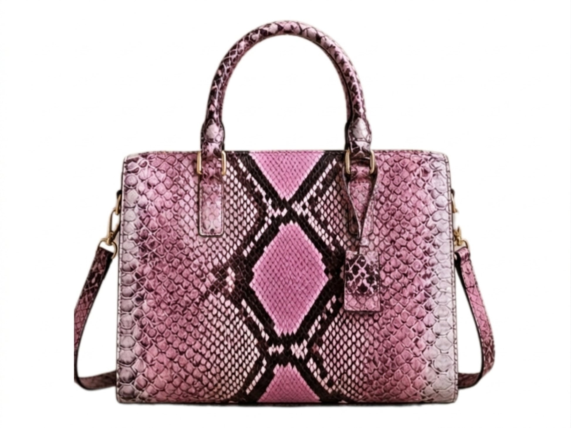 Pink Python Snakeskin Tote Satchel