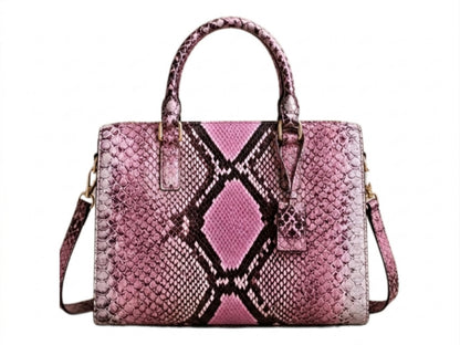 Pink Python Snakeskin Tote Satchel