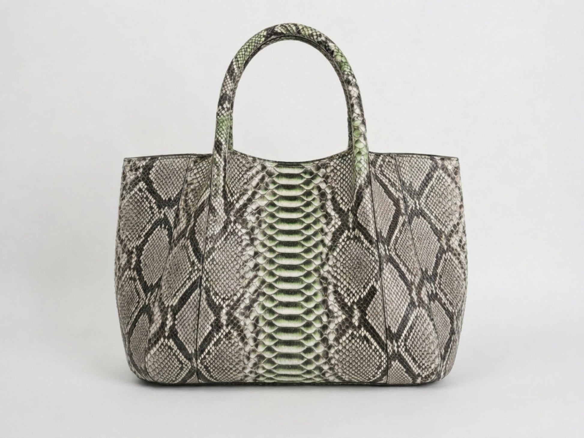 Natural Gray Python Snakeskin Tote Leather Bag