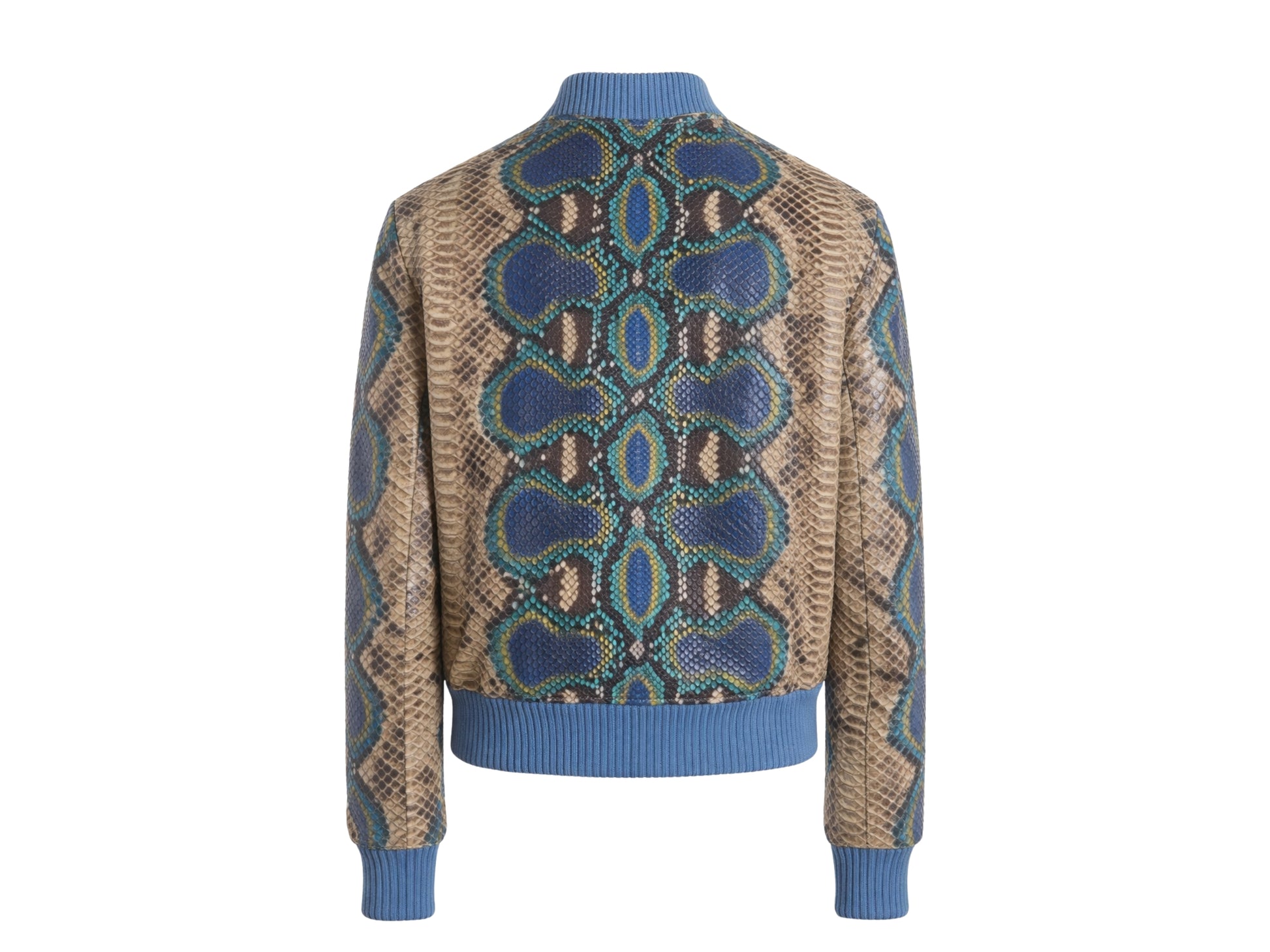 Multi Color Python Snakeskin Bomber Jacket