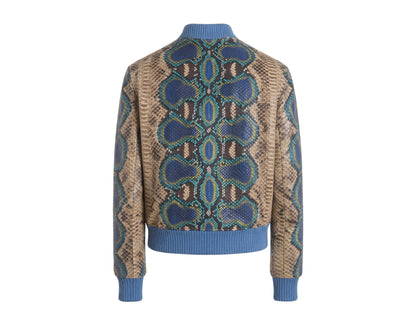 Multi Color Python Snakeskin Bomber Jacket