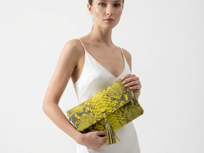 Genuine Python Snakeskin Tassel Clutch