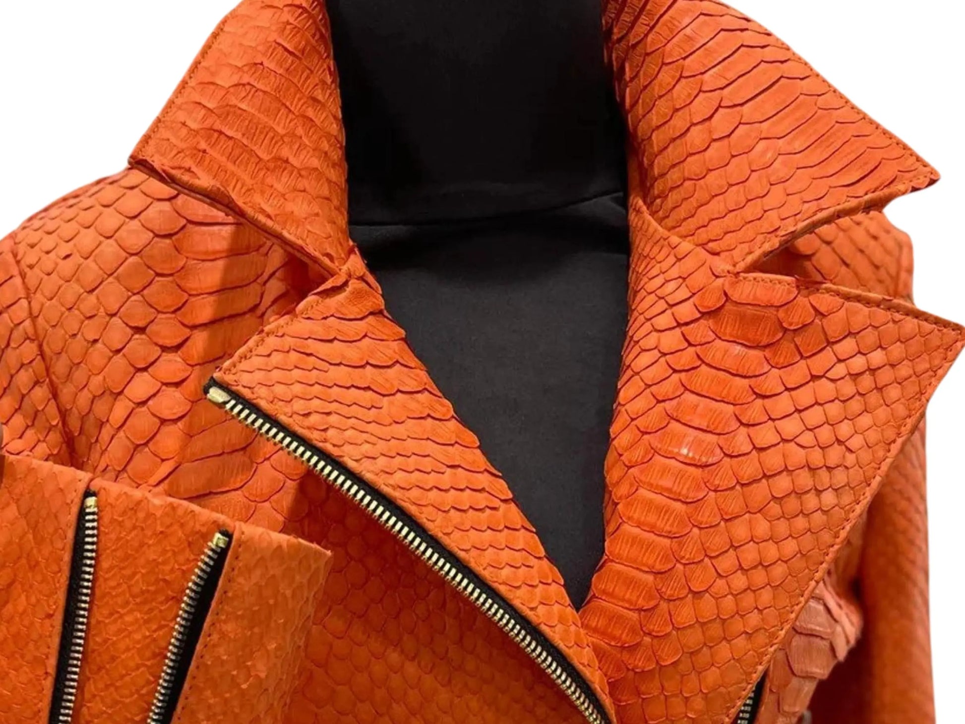 Dusty Orange Snakeskin Leather Jacket - Python Jacket by LFM Fashion