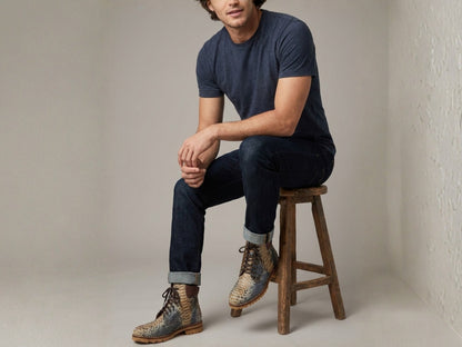 Multi-Color Snakeskin Python Leather Boots