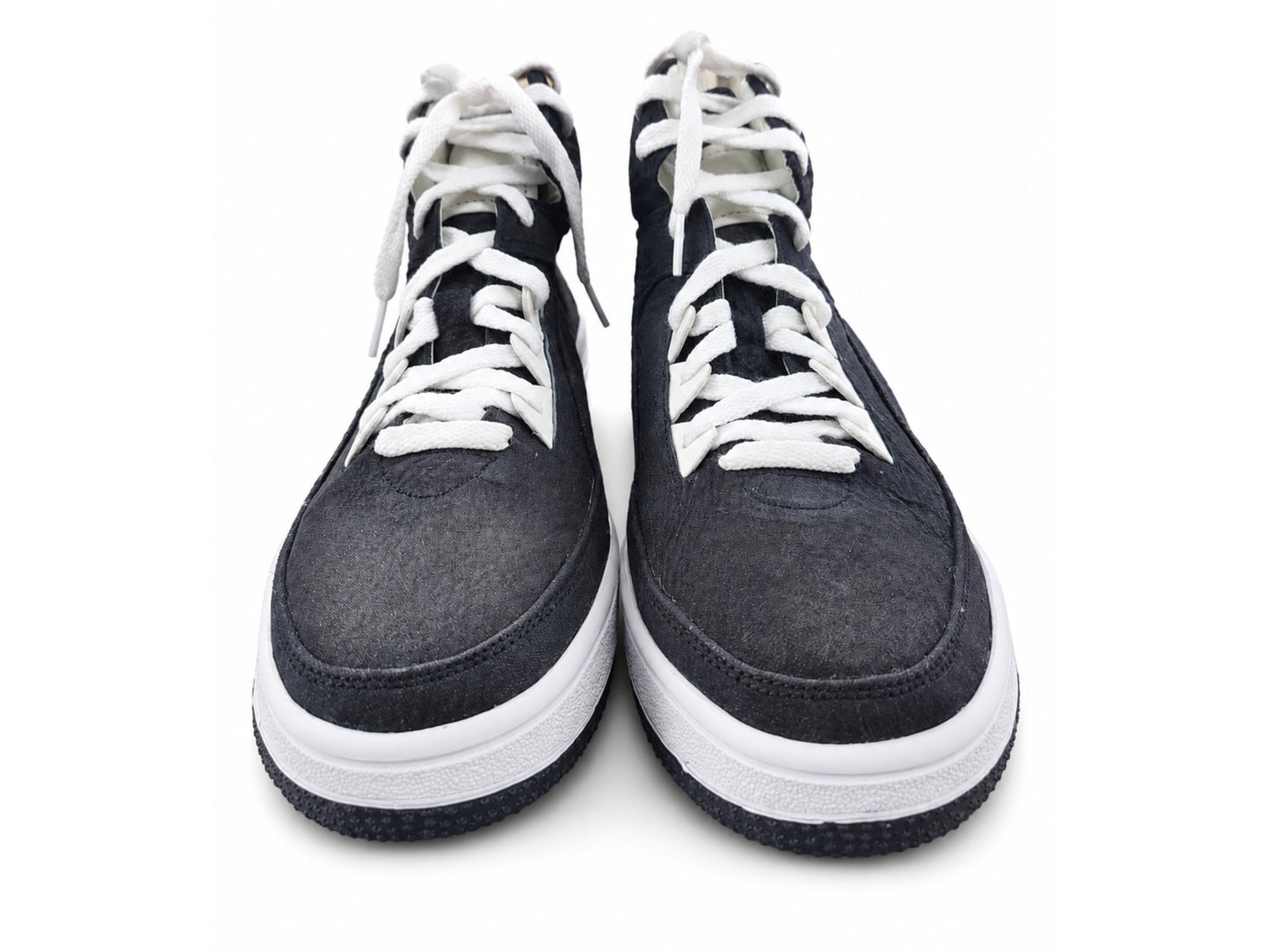 Black Shark Skin Leather High-Top Sneakers