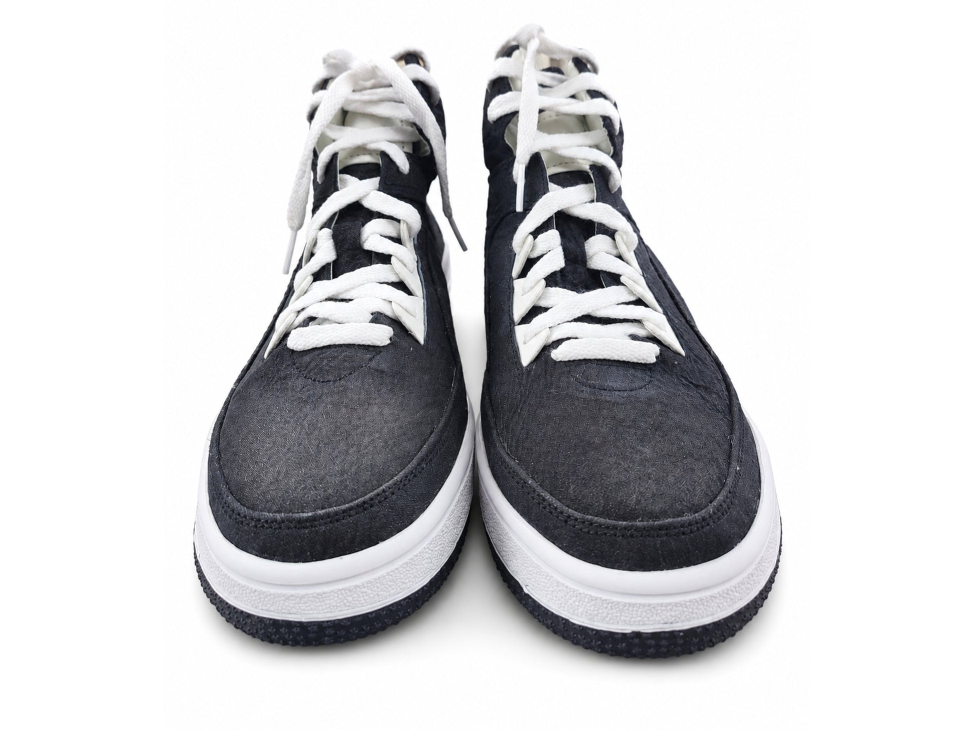 Black Shark Skin Leather High-Top Sneakers