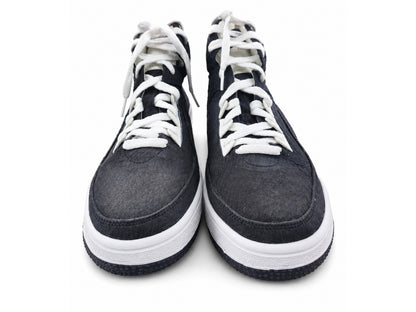 Black Shark Skin Leather High-Top Sneakers