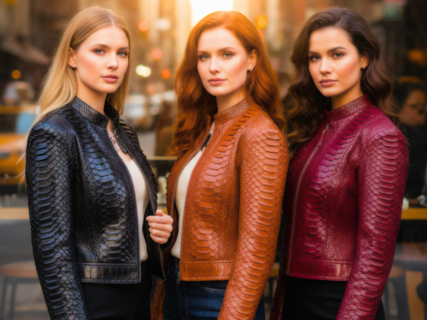 Genuine Python Snakeskin Women Biker Jacket