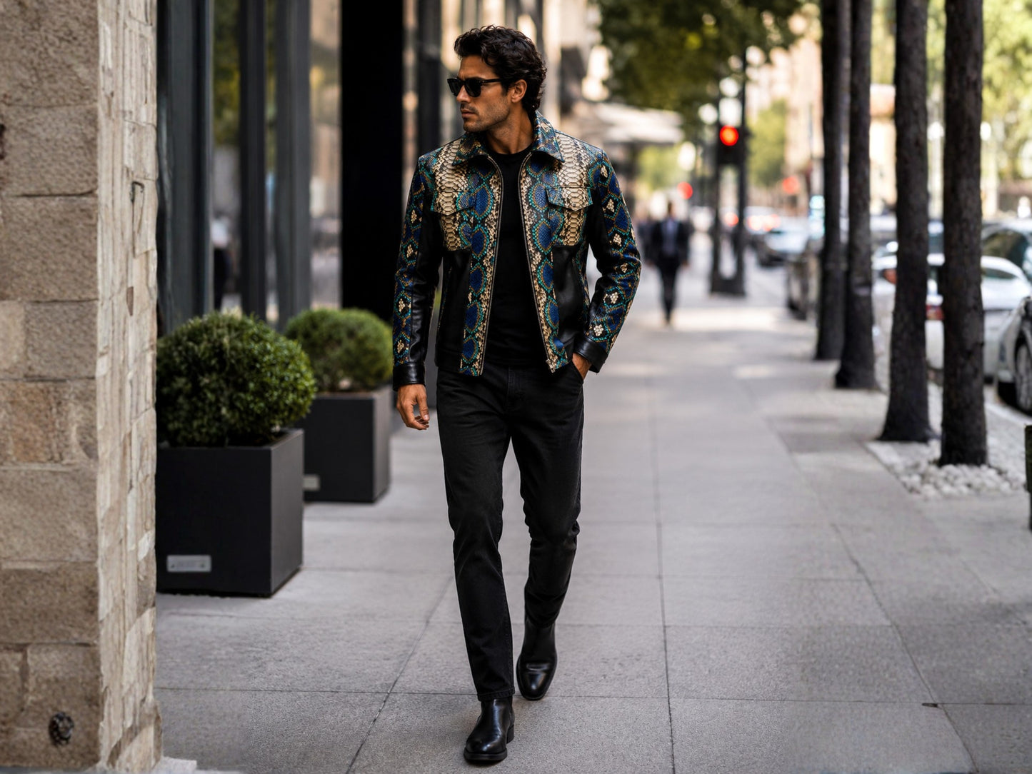 Multi Color Python Snakeskin Jacket