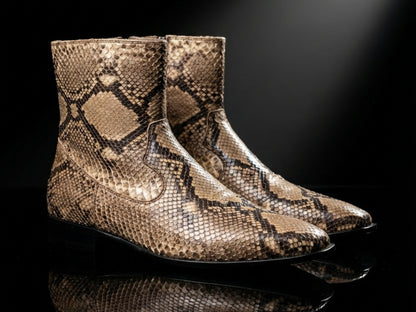 Men’s Genuine Python Snakeskin Boots | Real Python Dress Shoes for Men