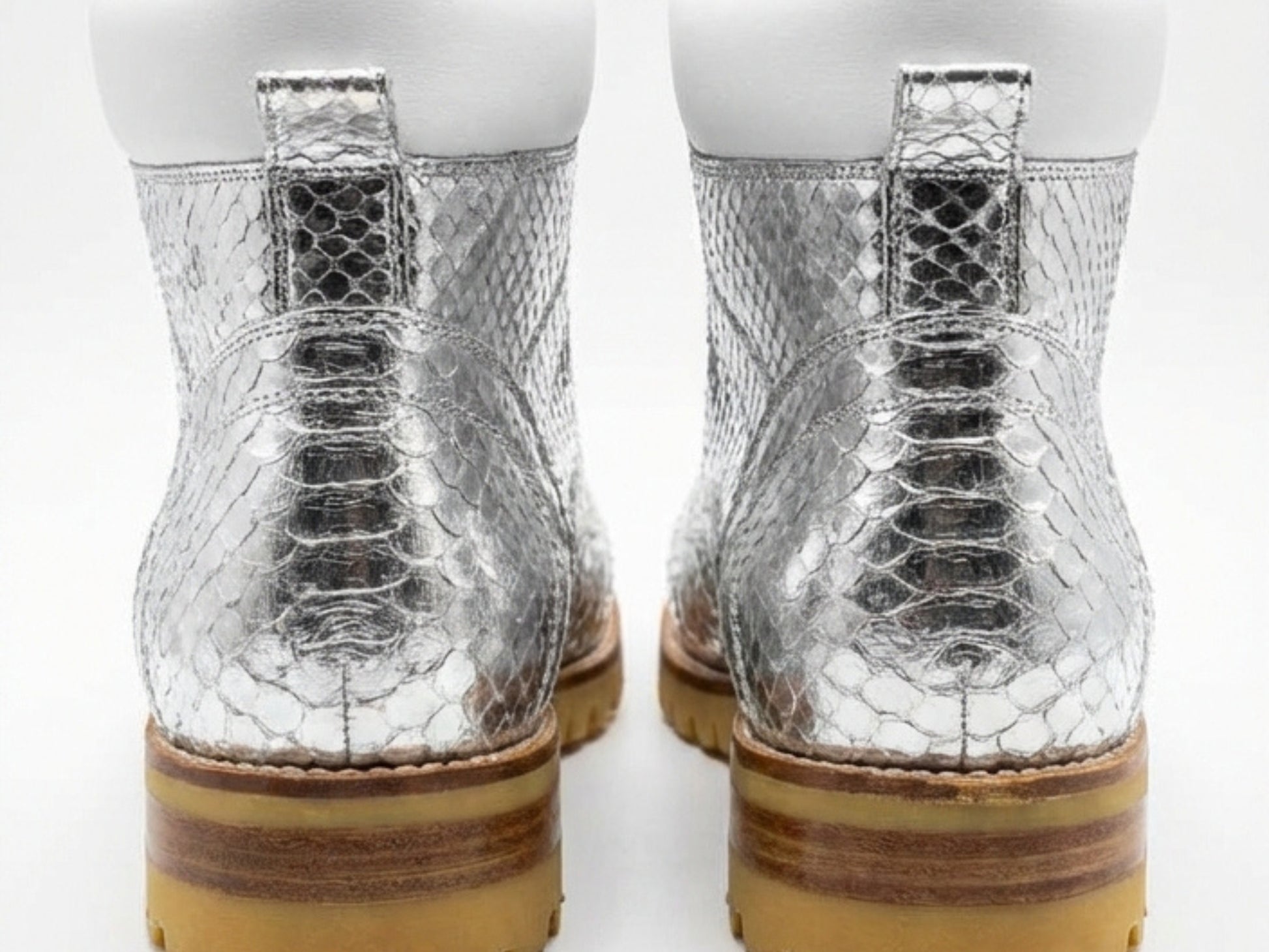 Genuine Python Snakeskin Boots | Metallic Silver & Gold Exotic Leather Footwear