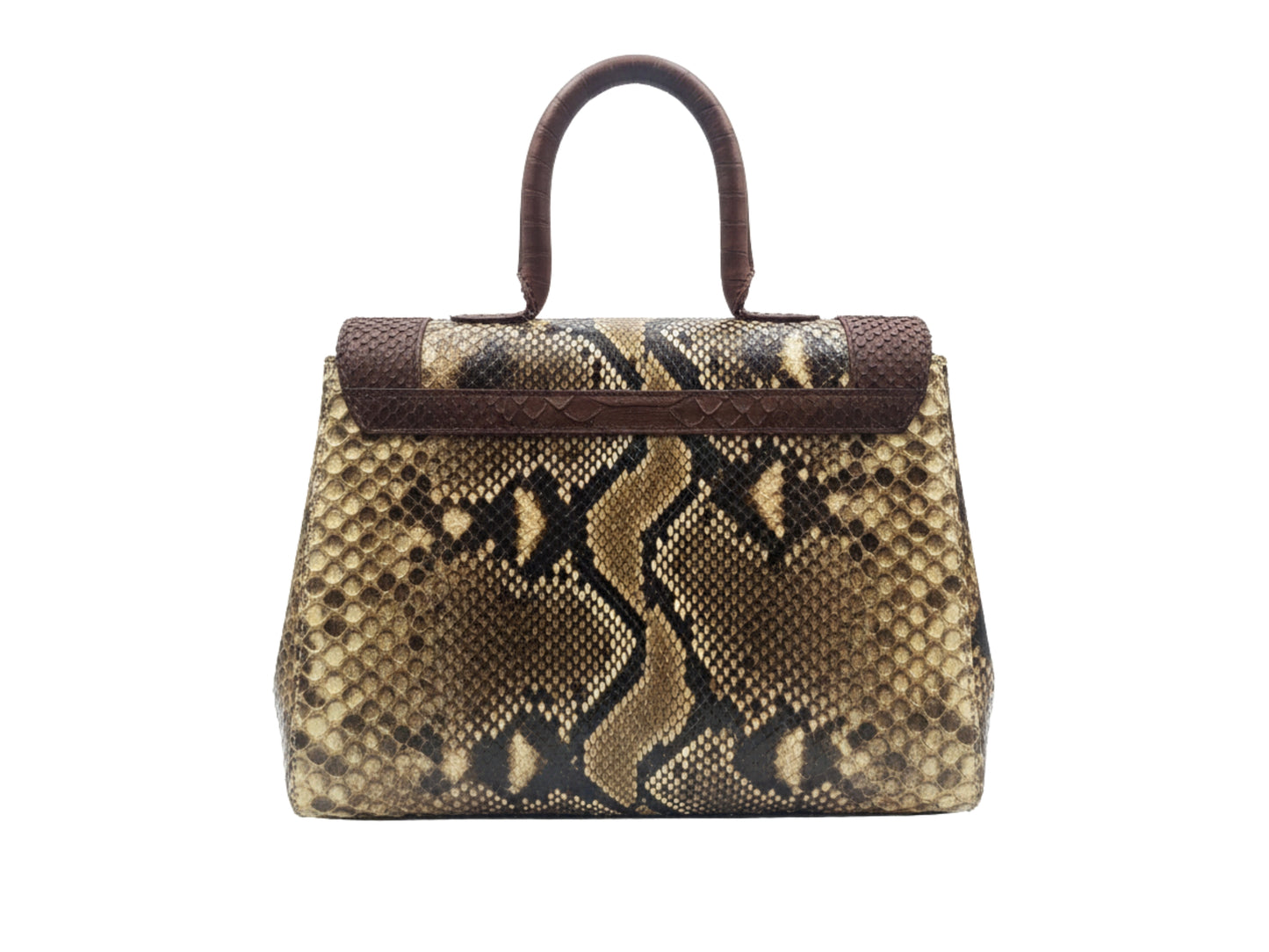 Luxury Brown Python Snakeskin Leather Handbag: Genuine Exotic Leather Women Bag