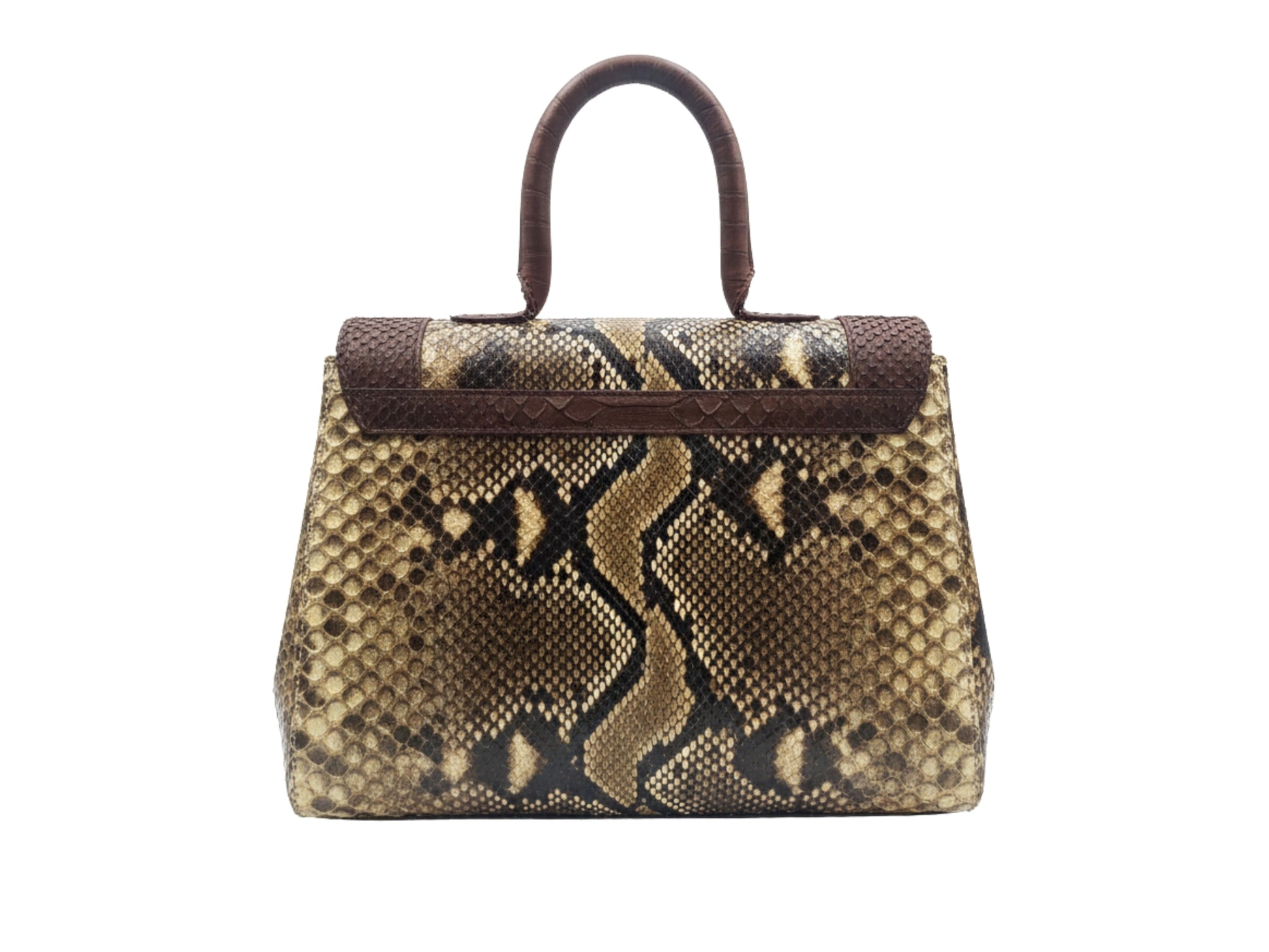 Luxury Brown Python Snakeskin Leather Handbag: Genuine Exotic Leather Women Bag