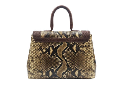 Luxury Brown Python Snakeskin Leather Handbag: Genuine Exotic Leather Women Bag
