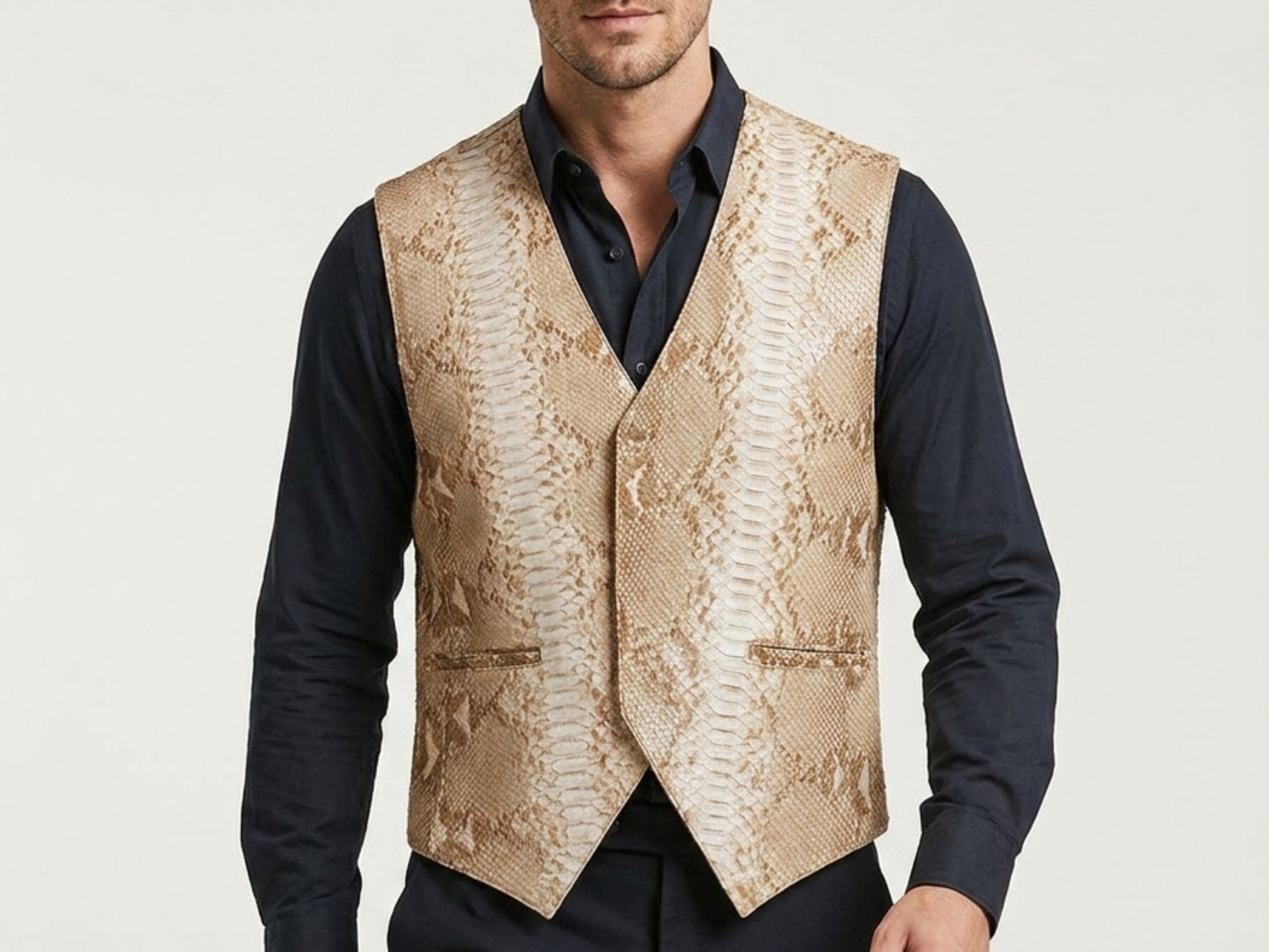 Genuine Python Snakeskin Leather Vest: Himalayan Waistcoat