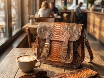 Genuine Python Snakeskin Messenger Bag
