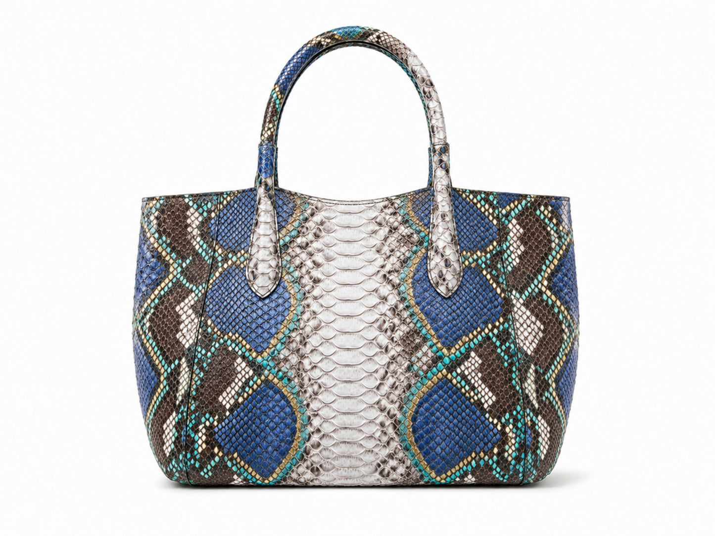 Majestic Blue Python Snakeskin Tote Leather Bag