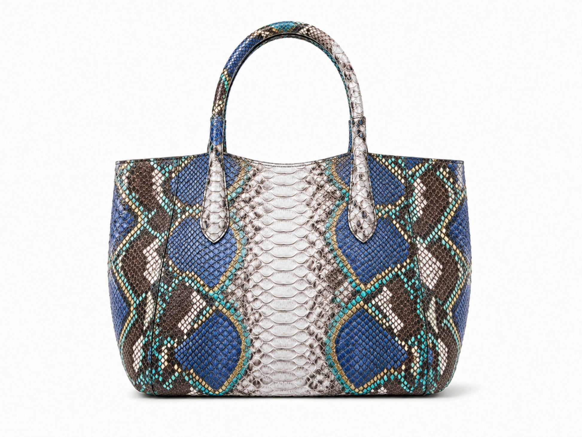 Majestic Blue Python Snakeskin Tote Leather Bag