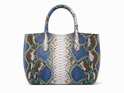 Majestic Blue Python Snakeskin Tote Leather Bag