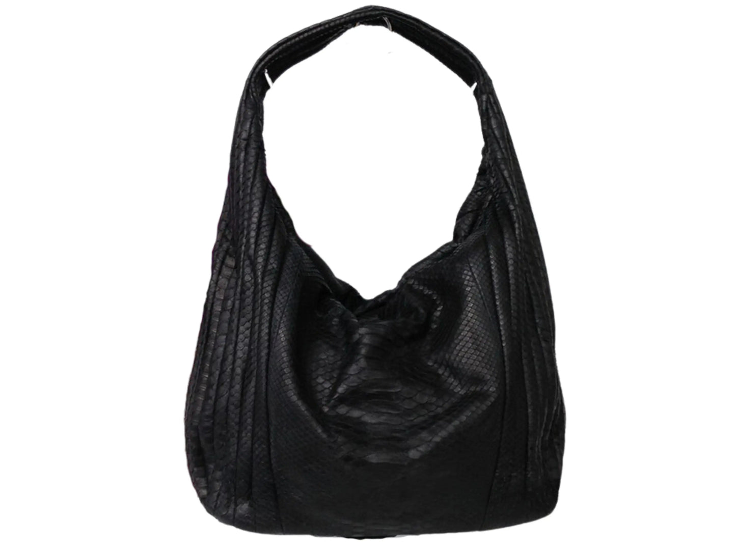 Snakeskin Hobo Handbag- Black- Python Jacket by LFM Fashion