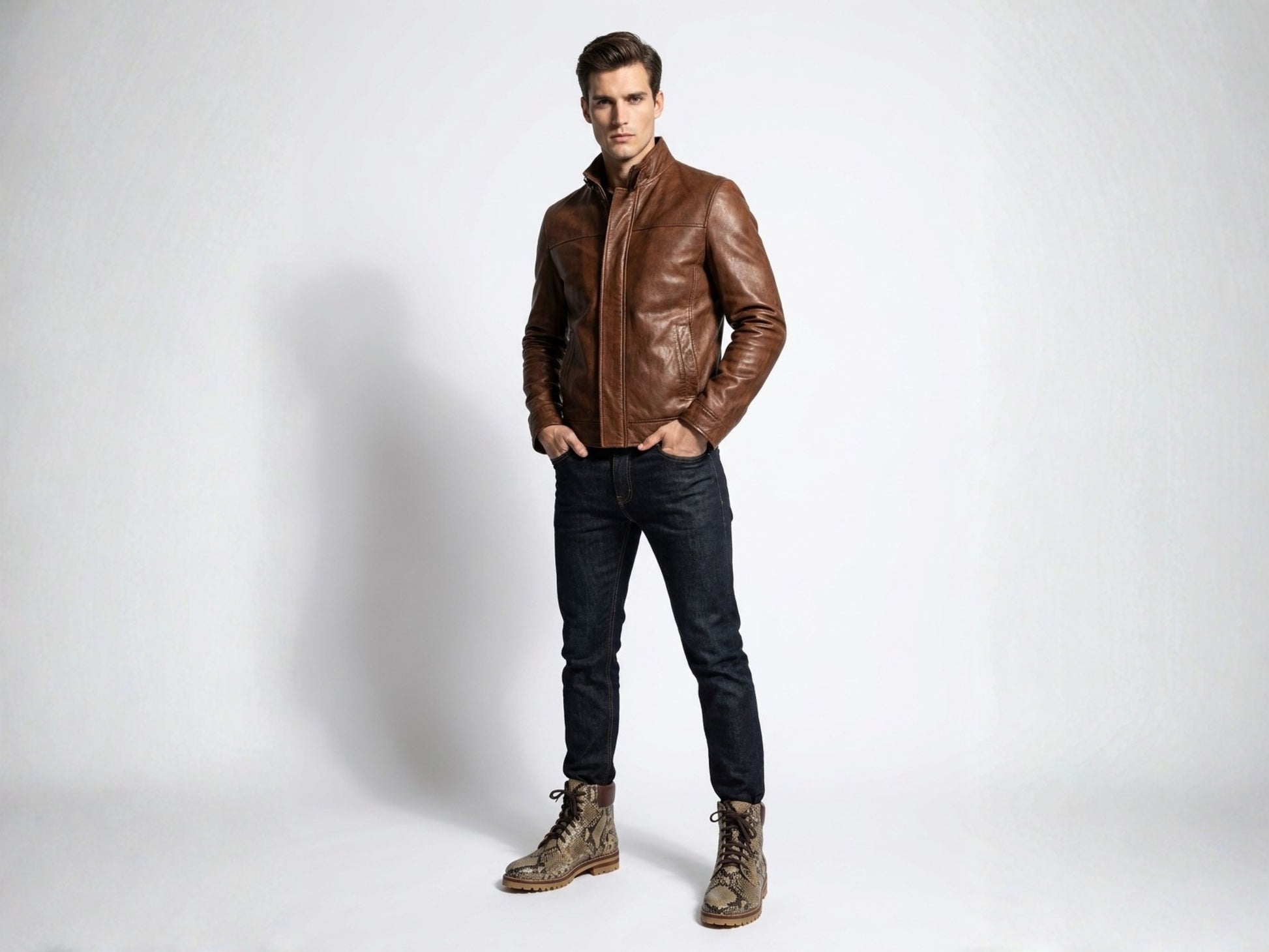 Brown Snakeskin Python Leather Boots