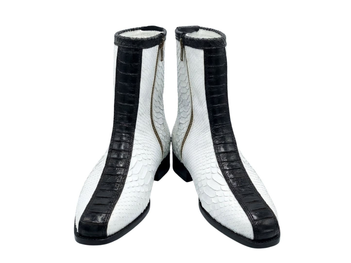 White Python Snakeskin Ankle Boots