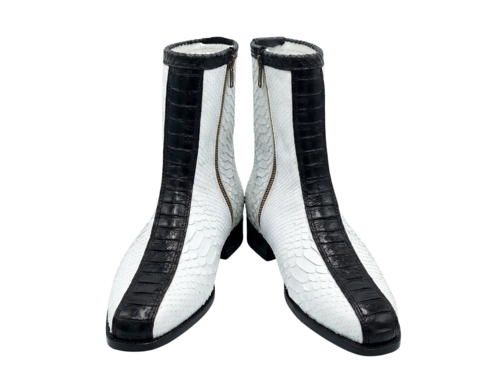 White Python Snakeskin Ankle Boots