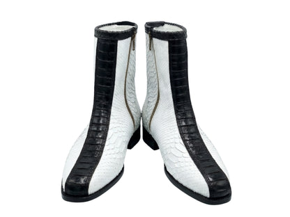 White Python Snakeskin Ankle Boots