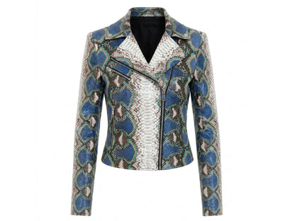 Majestic Blue Python Snakeskin Leather Jacket