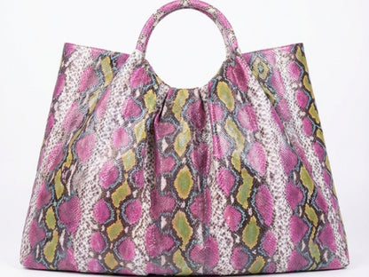 Multi Color Snakeskin Tote Bag – Large Shoulder Purse