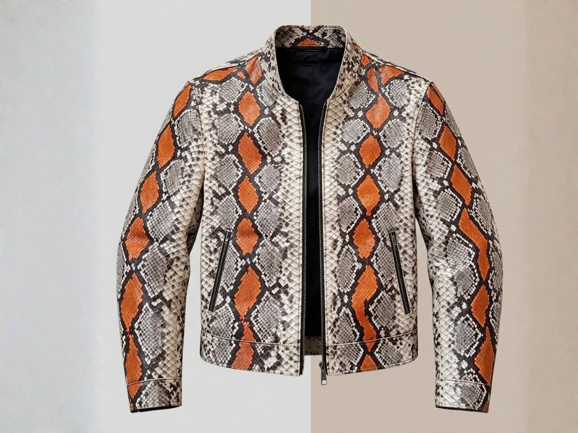 Multi Orange Python Snakeskin Jacket