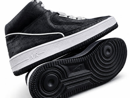Black Ostrich Skin Leather High-Top Sneakers