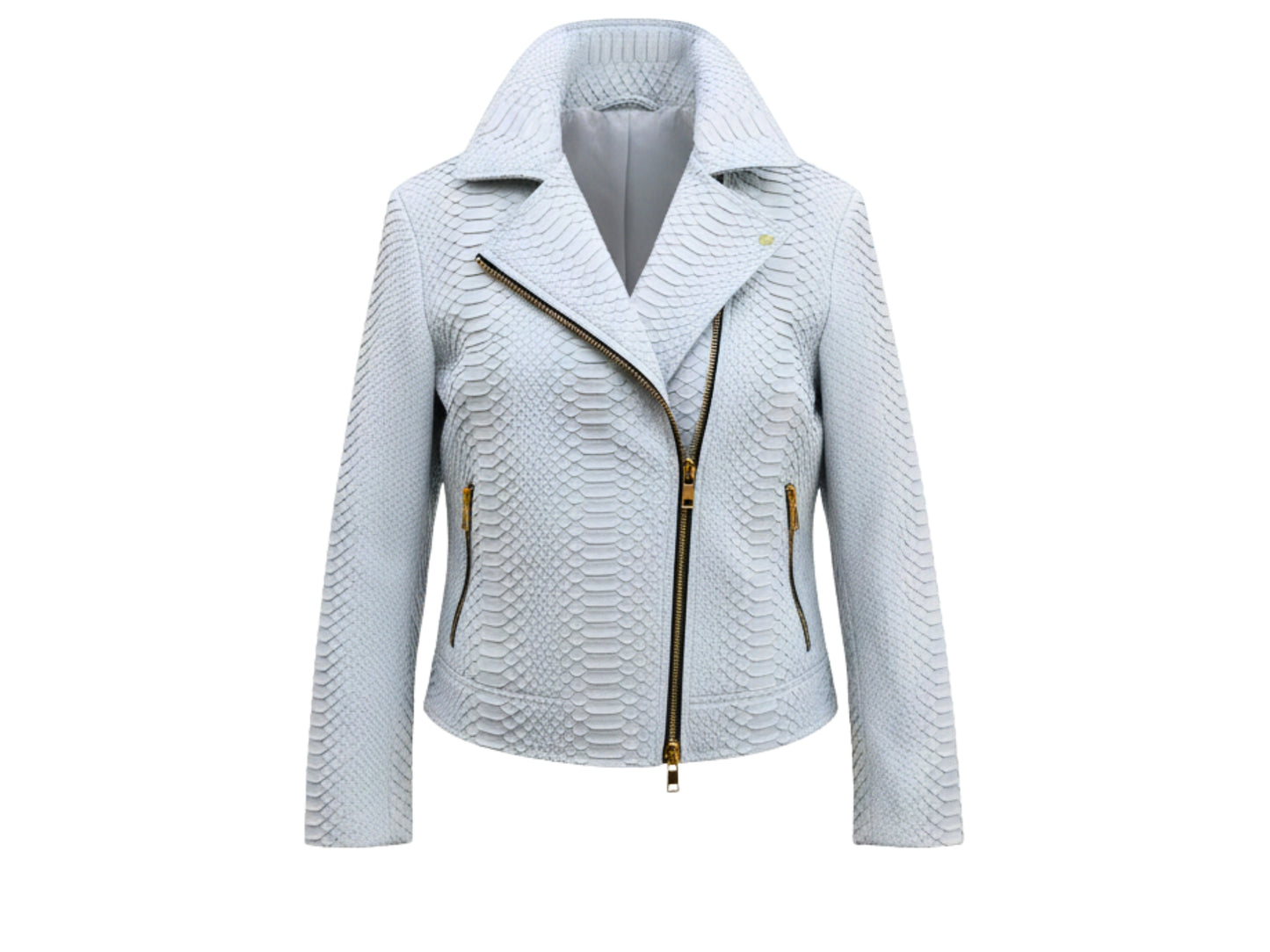 White Python Snakeskin Biker Jacket: Genuine Exotic Leather
