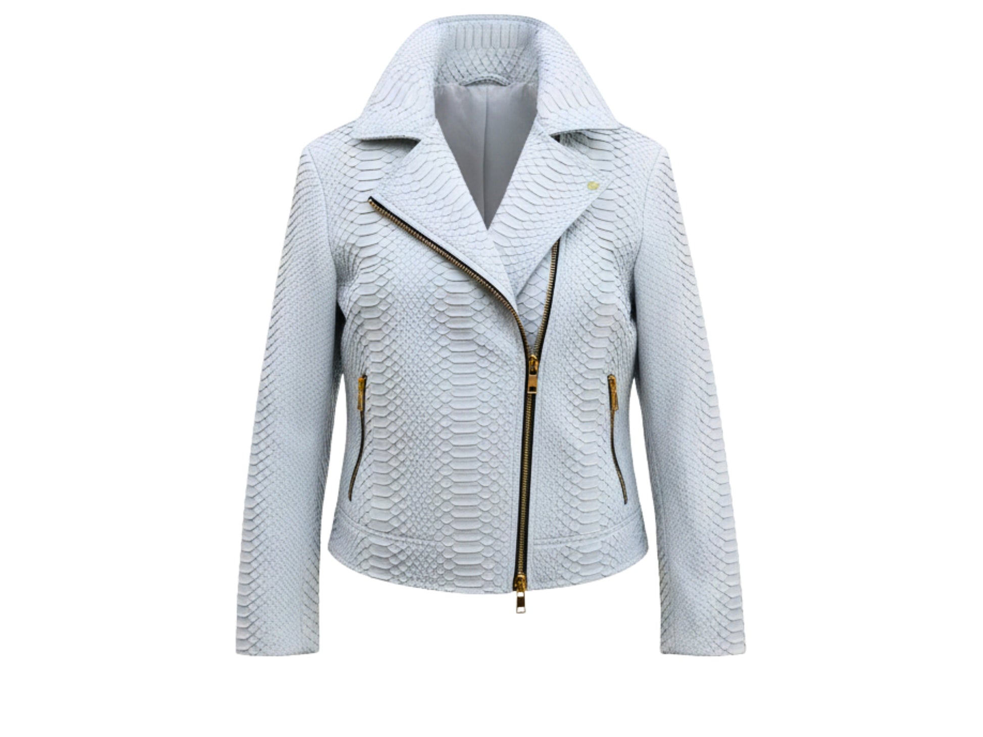 White Python Snakeskin Biker Jacket: Genuine Exotic Leather