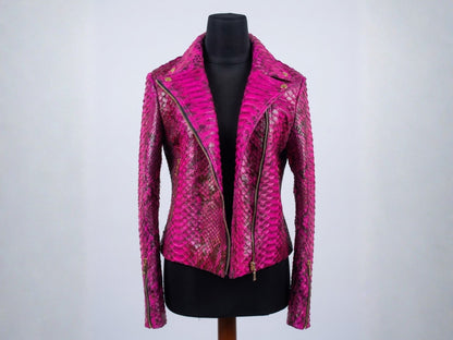 Pink Python Snakeskin Leather Jacket