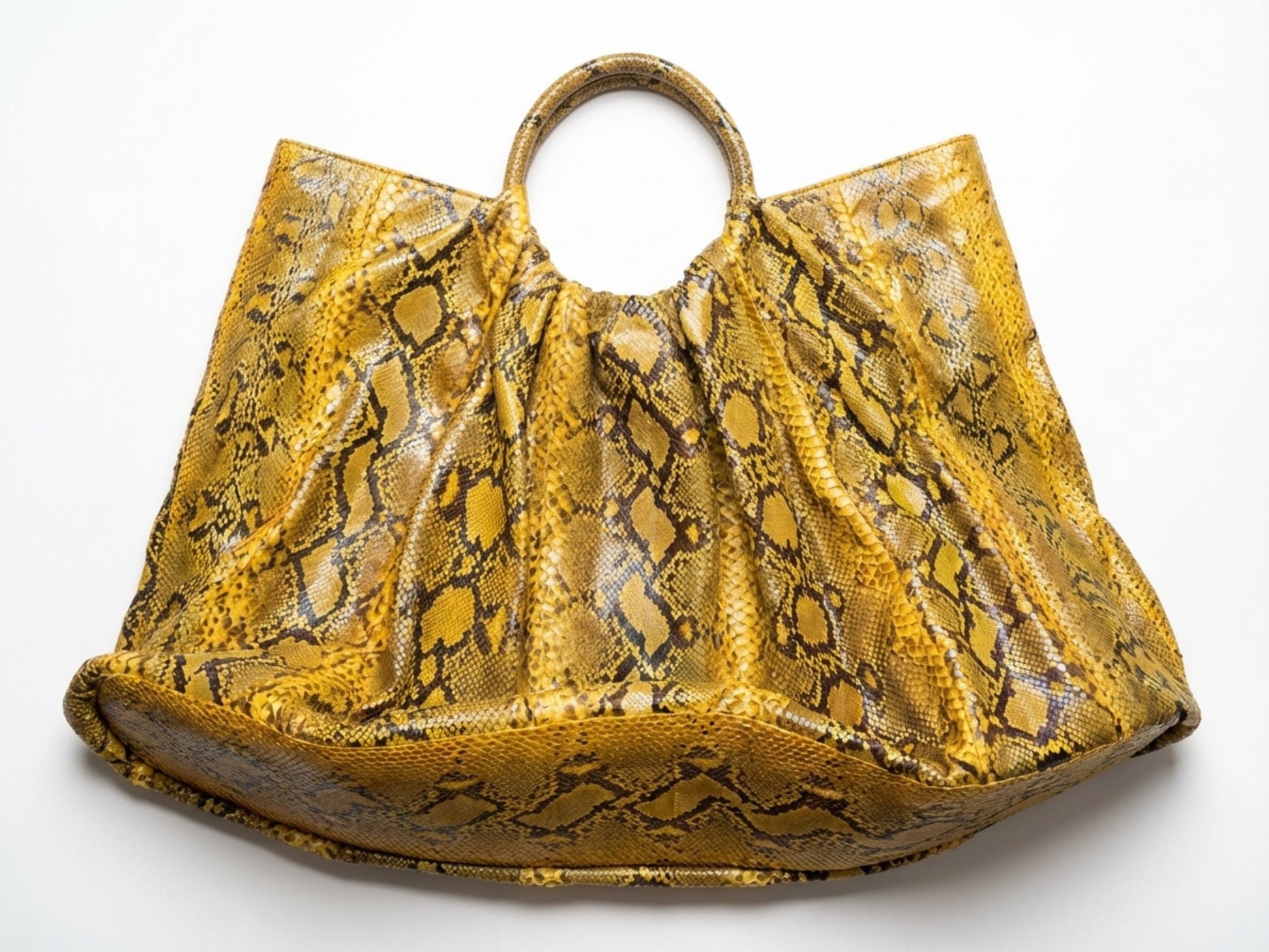 Yellow Snakeskin Tote Bag – Large Shoulder Purse
