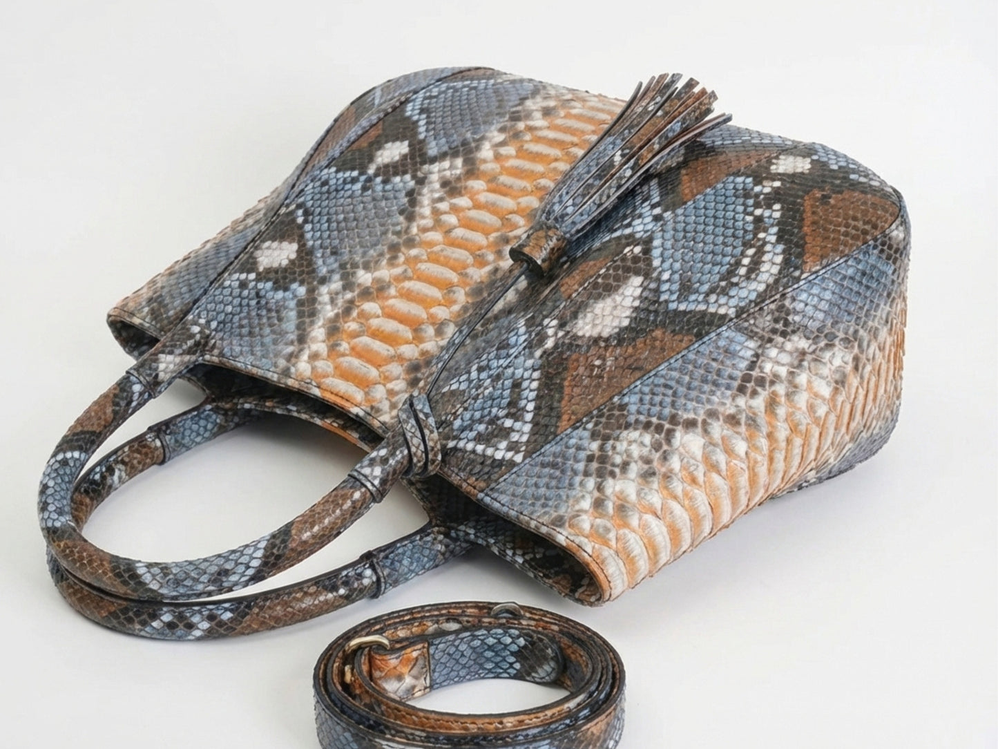 Soft Python Snakeskin Tote Leather Bag
