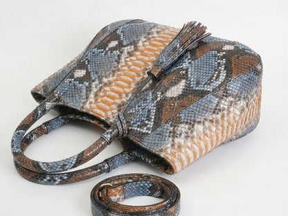 Soft Python Snakeskin Tote Leather Bag