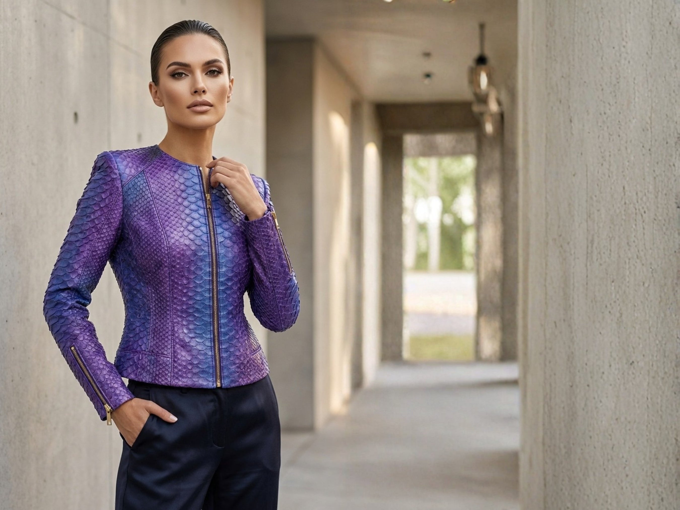 Purple Blue Python Snakeskin Jacket - LFM Fashion International