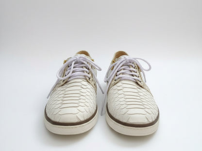White Python Snakeskin Sneakers: Unisex Casual Designer Style