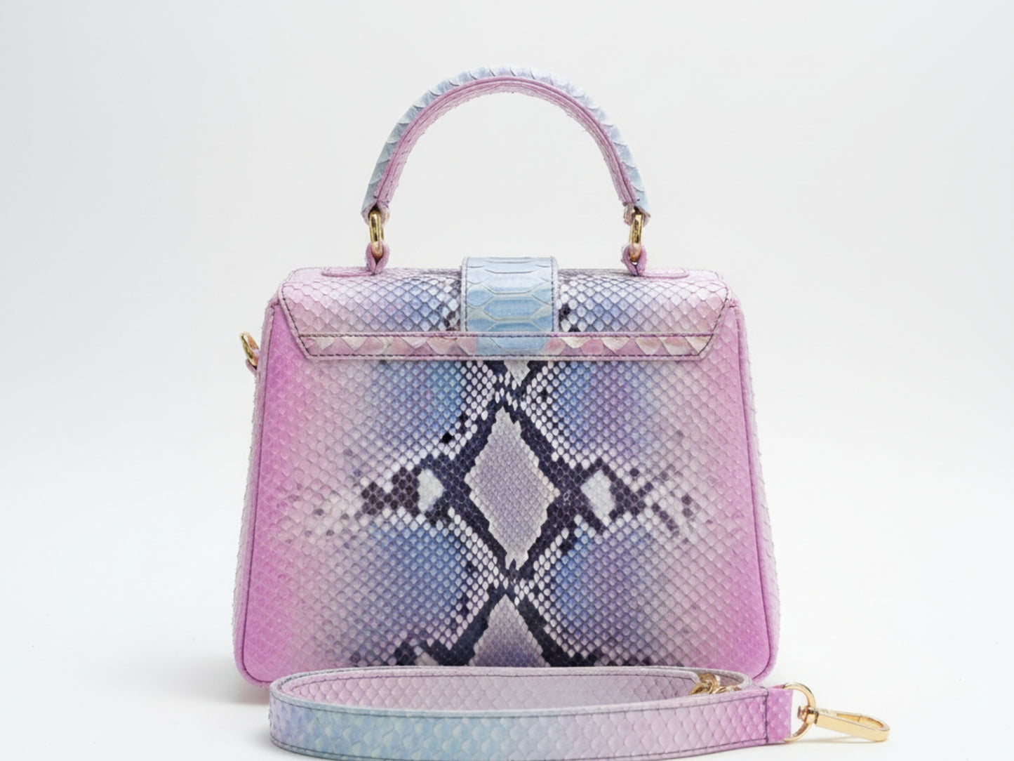 Luxury Genuine Python Snakeskin Top Handle Bag – Multicolor Designer Leather Purse for Women