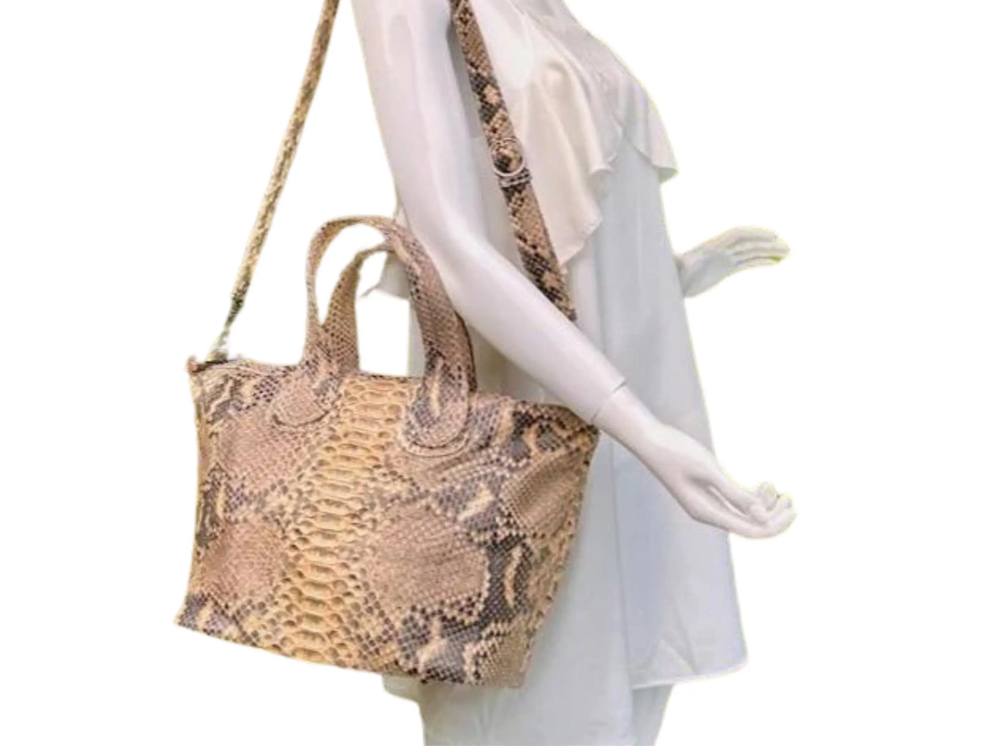 Cute Snakeskin Tote Leather Handbag Python Jacket by LFM Fashion