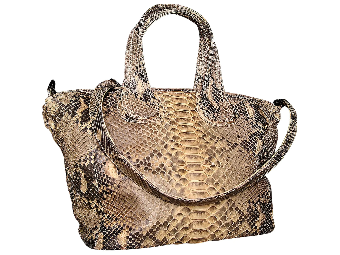 Cute Snakeskin Tote Leather Handbag - Python Jacket by LFM Fashion